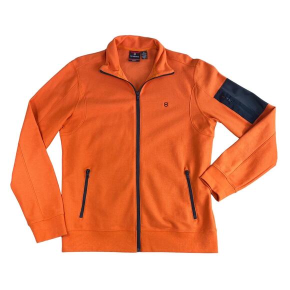 Victorinox Tailored Fit Full Zip Jacket Mens Size M Orange Sweatshirt - Picture 9 of 10